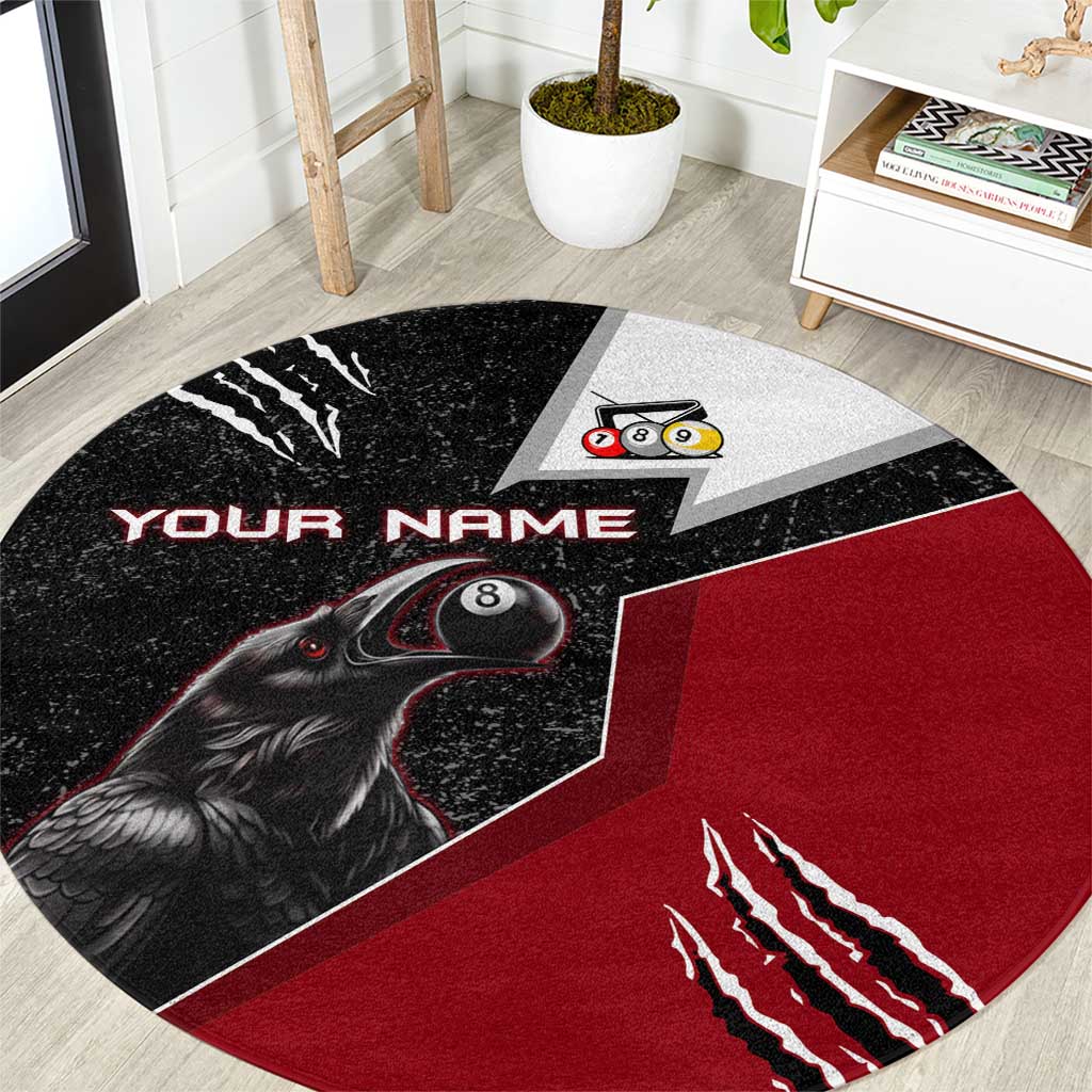 Personalized Raven Billiards Round Carpet with Dark Cemetery Scene and Red Eye Crow Artwork - Wonder Print Shop