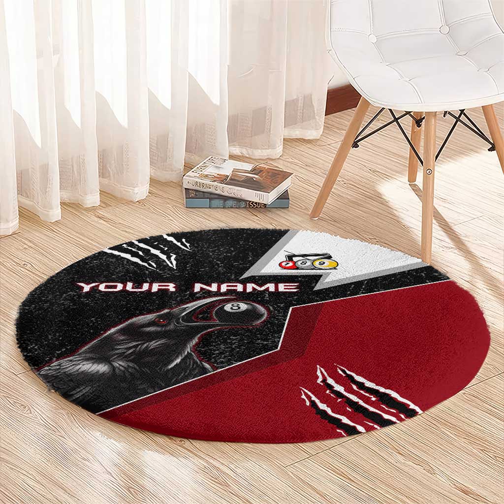 Personalized Raven Billiards Round Carpet with Dark Cemetery Scene and Red Eye Crow Artwork - Wonder Print Shop