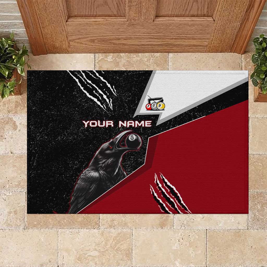 Personalized Raven Billiards Rubber Doormat with Dark Cemetery Scene and Red Eye Crow Artwork - Wonder Print Shop