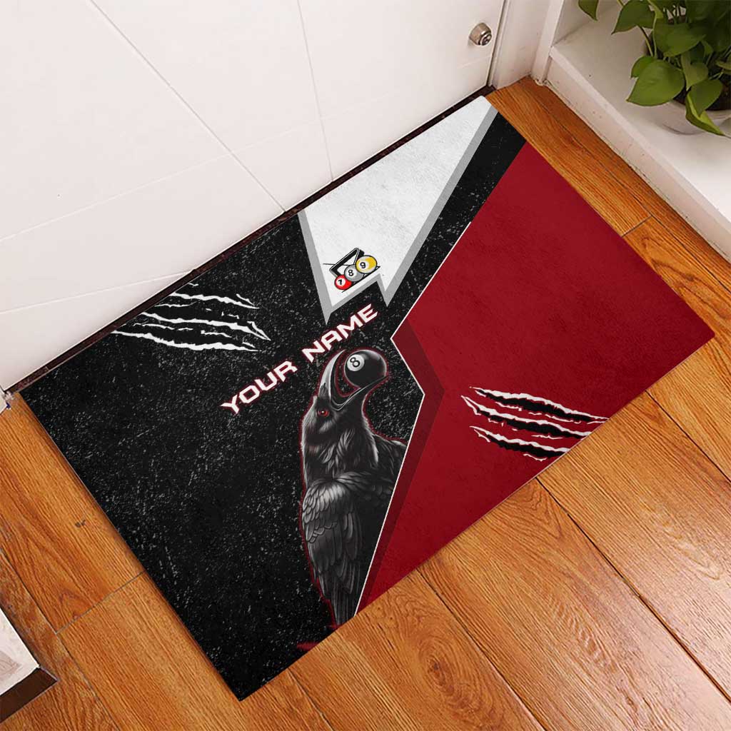 Personalized Raven Billiards Rubber Doormat with Dark Cemetery Scene and Red Eye Crow Artwork - Wonder Print Shop