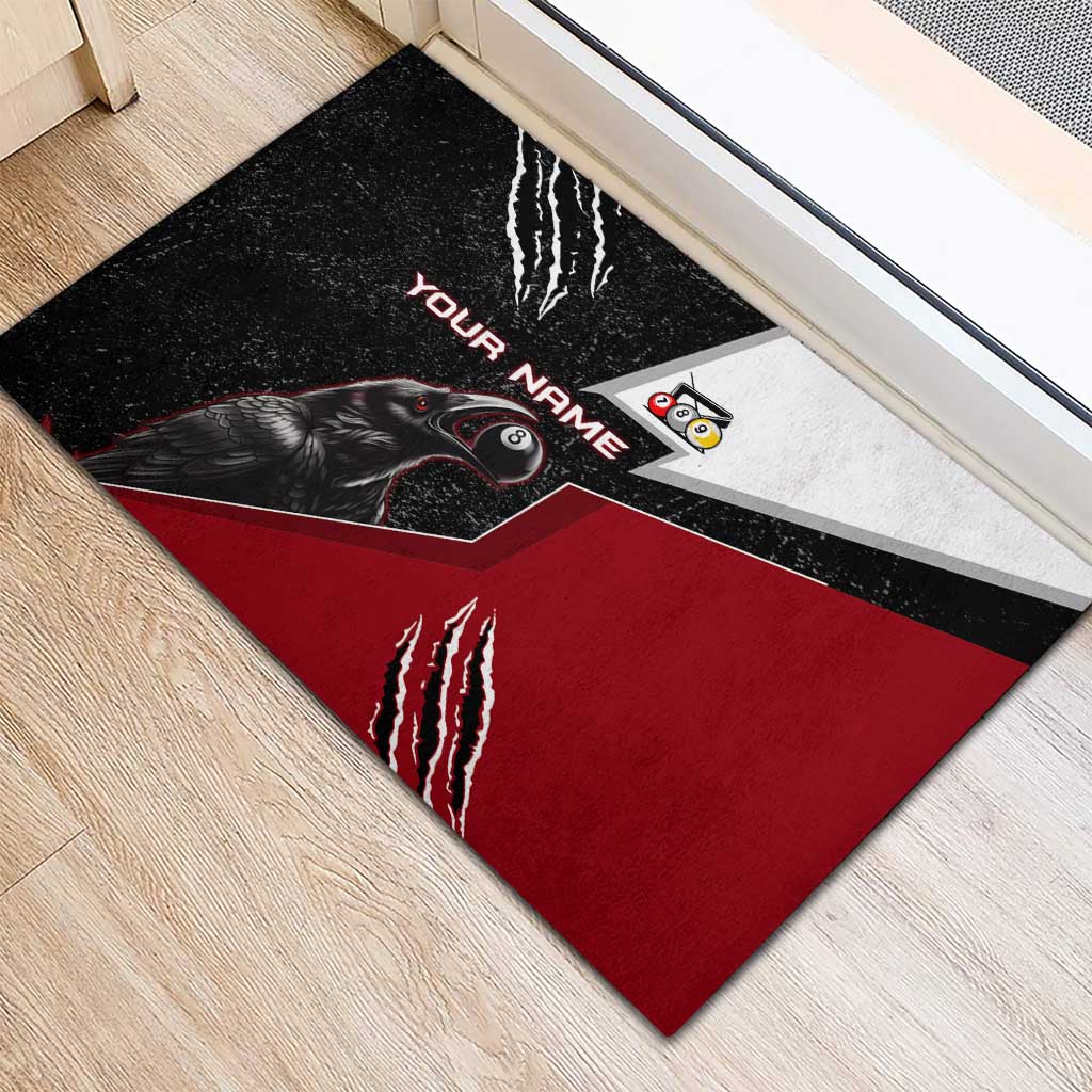 Personalized Raven Billiards Rubber Doormat with Dark Cemetery Scene and Red Eye Crow Artwork - Wonder Print Shop
