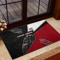 Personalized Raven Billiards Rubber Doormat with Dark Cemetery Scene and Red Eye Crow Artwork - Wonder Print Shop