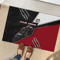 Personalized Raven Billiards Rubber Doormat with Dark Cemetery Scene and Red Eye Crow Artwork - Wonder Print Shop