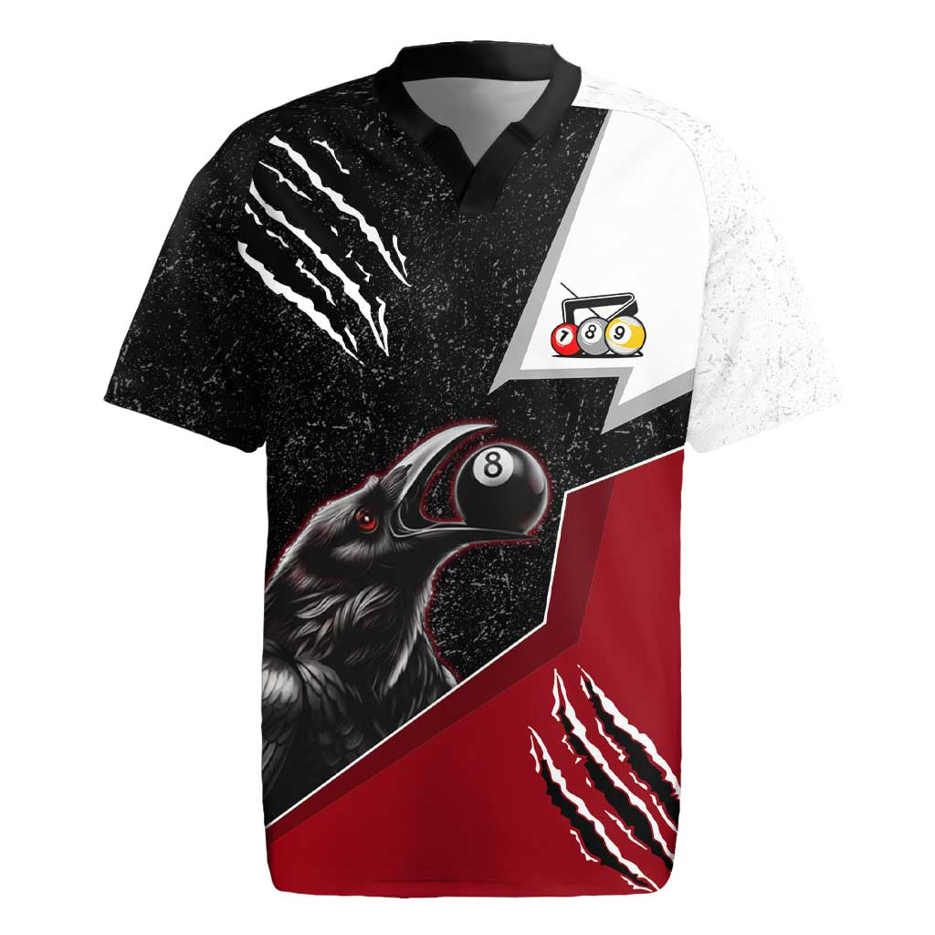 Personalized Raven Billiards Rugby Jersey with Dark Cemetery Scene and Red Eye Crow Artwork - Wonder Print Shop