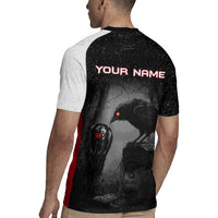 Personalized Raven Billiards Rugby Jersey with Dark Cemetery Scene and Red Eye Crow Artwork - Wonder Print Shop