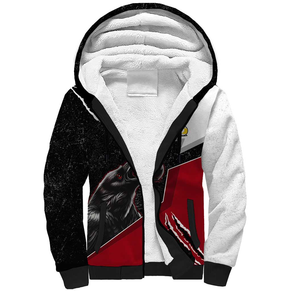 Personalized Raven Billiards Sherpa Hoodie with Dark Cemetery Scene and Red Eye Crow Artwork - Wonder Print Shop