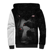 Personalized Raven Billiards Sherpa Hoodie with Dark Cemetery Scene and Red Eye Crow Artwork - Wonder Print Shop