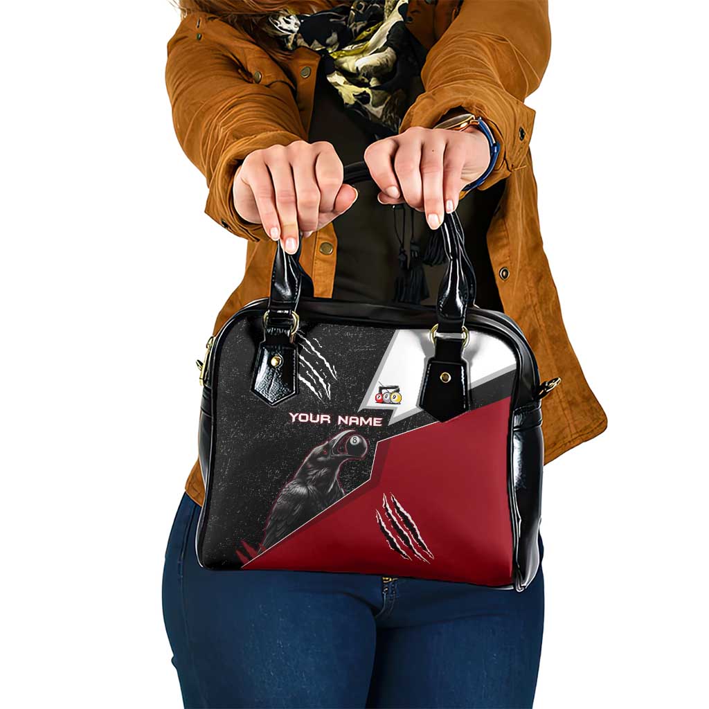 Personalized Raven Billiards Shoulder Handbag with Dark Cemetery Scene and Red Eye Crow Artwork - Wonder Print Shop