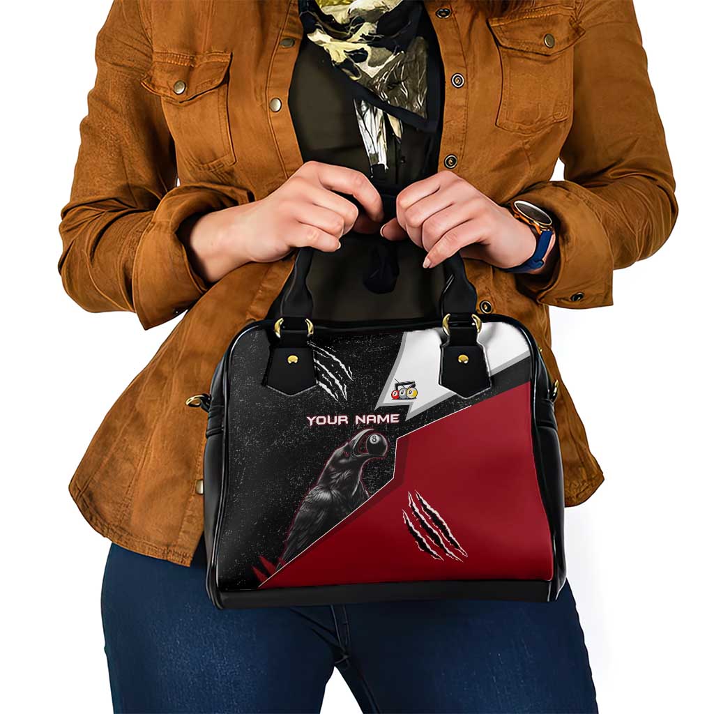 Personalized Raven Billiards Shoulder Handbag with Dark Cemetery Scene and Red Eye Crow Artwork - Wonder Print Shop