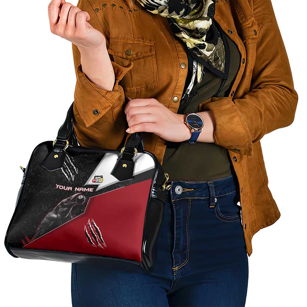 Personalized Raven Billiards Shoulder Handbag with Dark Cemetery Scene and Red Eye Crow Artwork - Wonder Print Shop