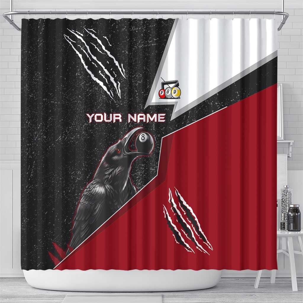 Personalized Raven Billiards Shower Curtain with Dark Cemetery Scene and Red Eye Crow Artwork - Wonder Print Shop