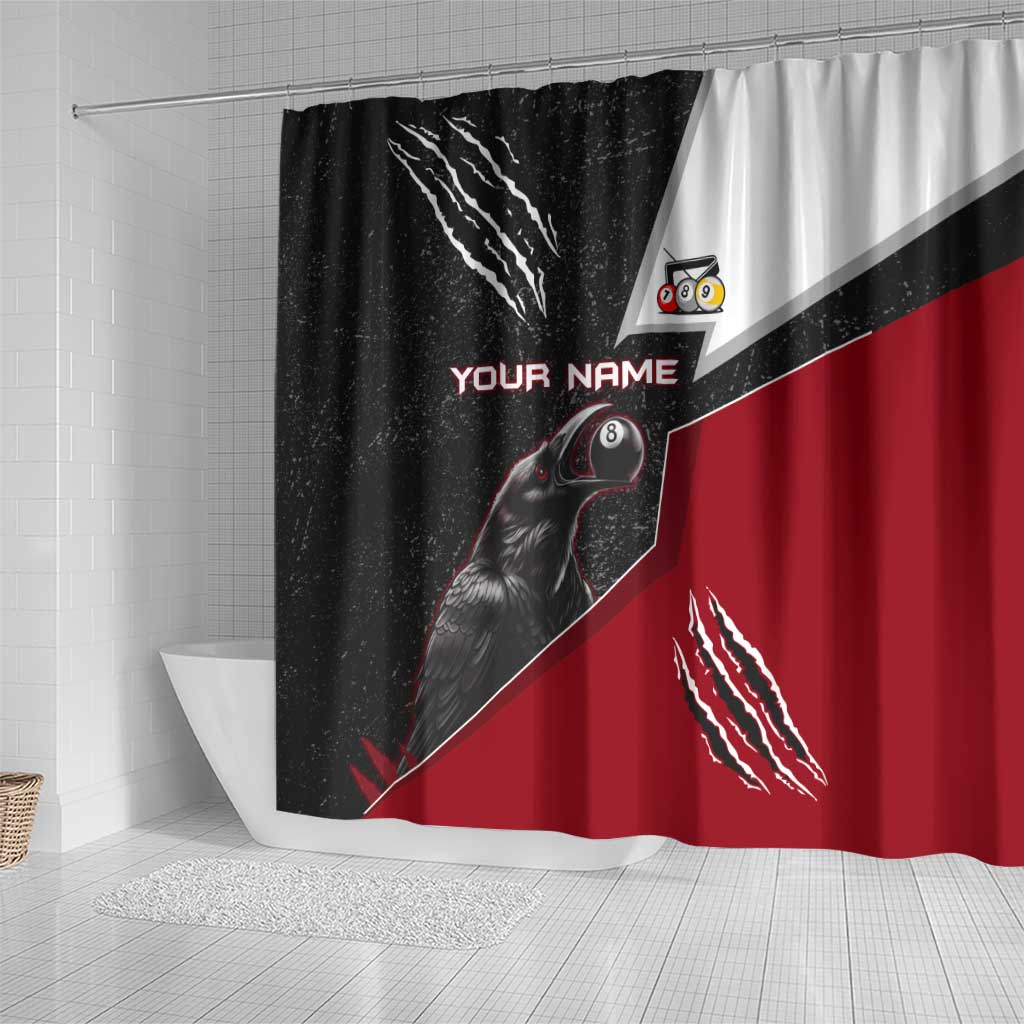 Personalized Raven Billiards Shower Curtain with Dark Cemetery Scene and Red Eye Crow Artwork - Wonder Print Shop