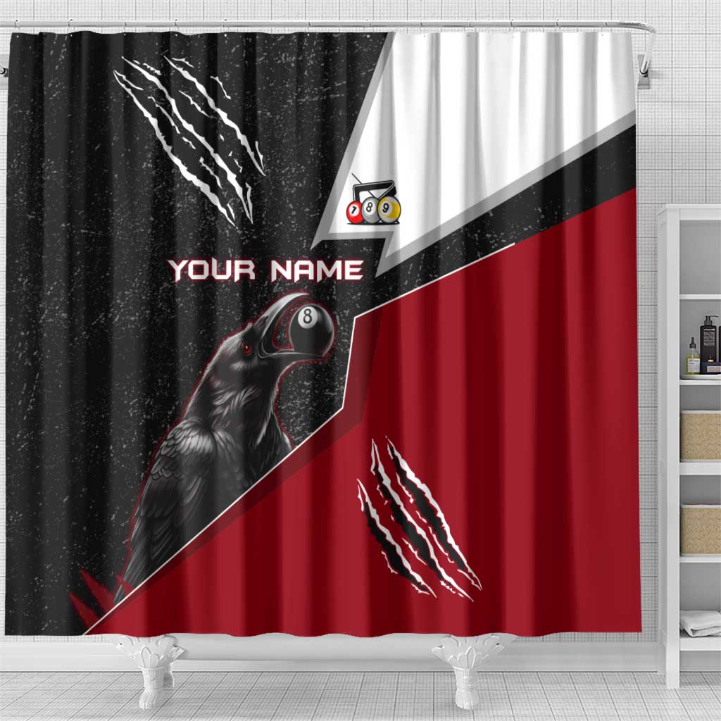 Personalized Raven Billiards Shower Curtain with Dark Cemetery Scene and Red Eye Crow Artwork - Wonder Print Shop