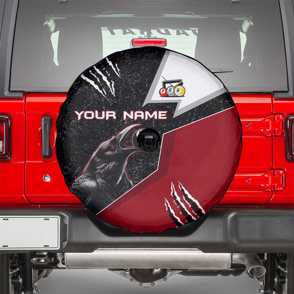 Personalized Raven Billiards Spare Tire Cover with Dark Cemetery Scene and Red Eye Crow Artwork - Wonder Print Shop