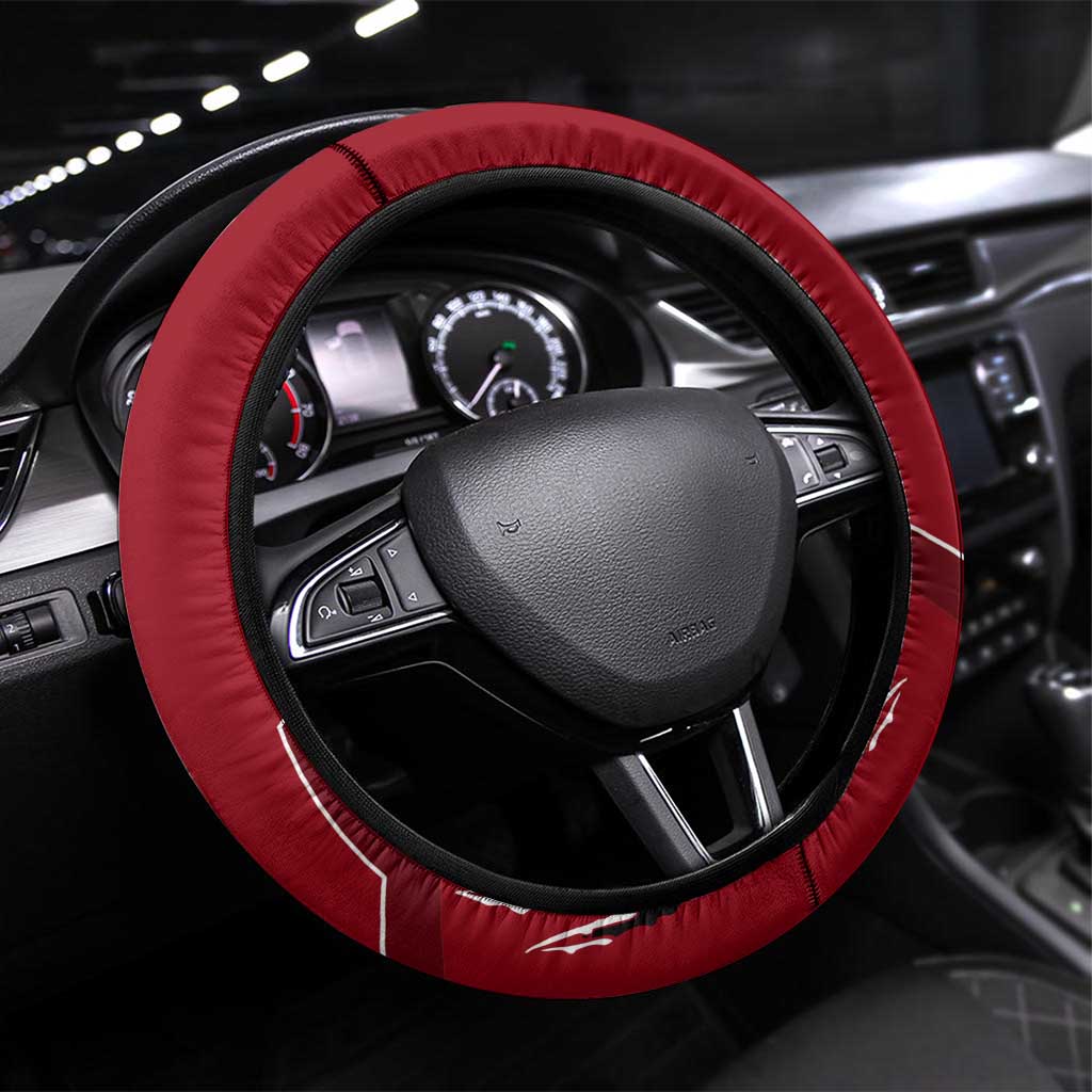 Raven Billiards Steering Wheel Cover with Dark Cemetery Scene and Red Eye Crow Artwork - Wonder Print Shop
