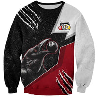 Personalized Raven Billiards Sweatshirt with Dark Cemetery Scene and Red Eye Crow Artwork - Wonder Print Shop