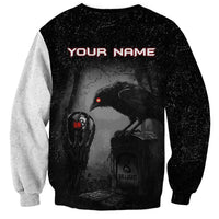 Personalized Raven Billiards Sweatshirt with Dark Cemetery Scene and Red Eye Crow Artwork - Wonder Print Shop