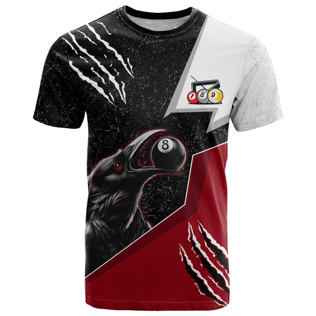 Personalized Raven Billiards T Shirt with Dark Cemetery Scene and Red Eye Crow Artwork - Wonder Print Shop