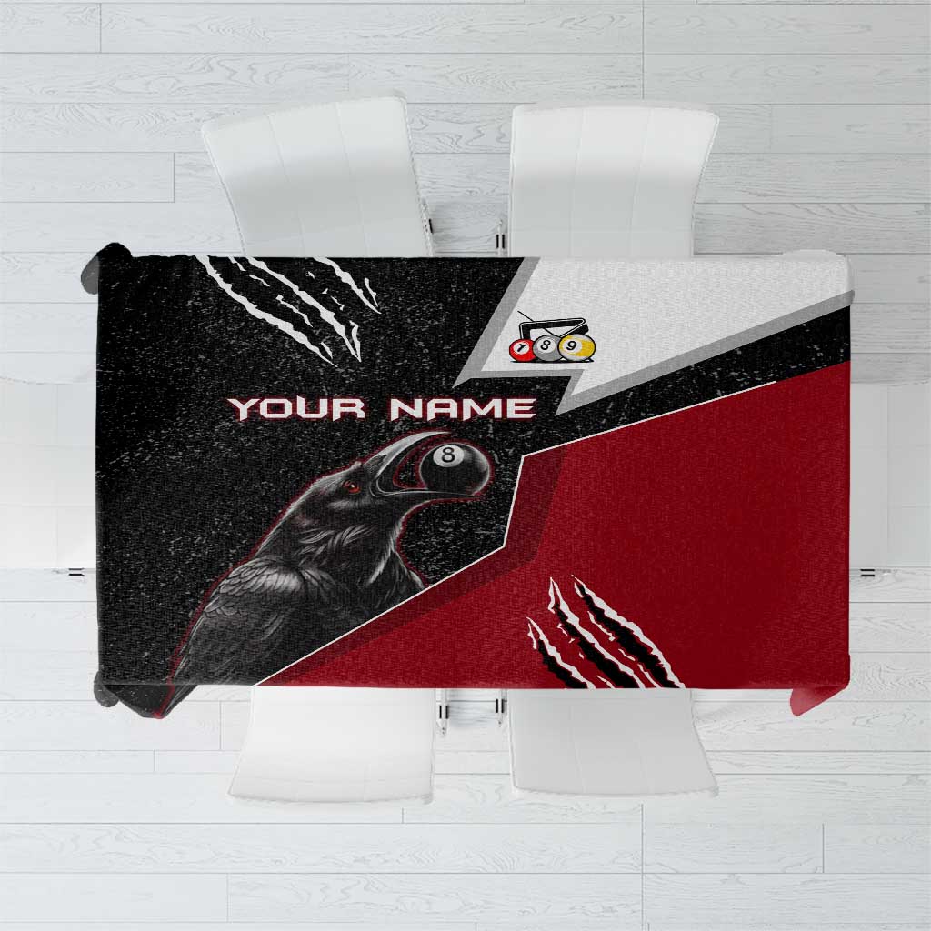 Personalized Raven Billiards Tablecloth with Dark Cemetery Scene and Red Eye Crow Artwork - Wonder Print Shop
