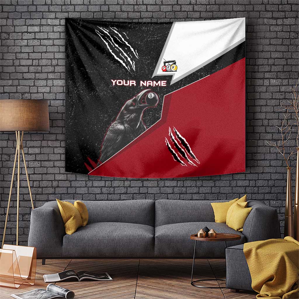 Personalized Raven Billiards Tapestry with Dark Cemetery Scene and Red Eye Crow Artwork - Wonder Print Shop