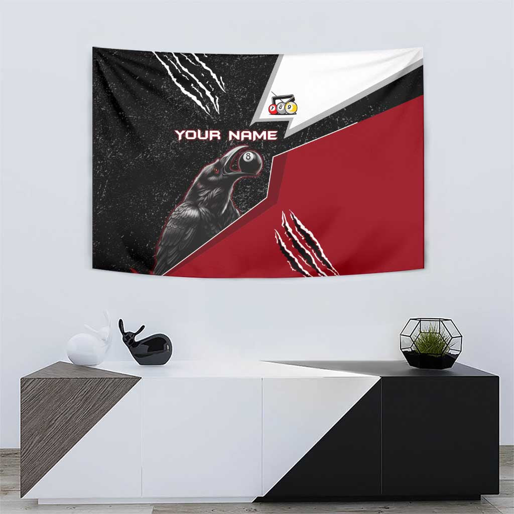 Personalized Raven Billiards Tapestry with Dark Cemetery Scene and Red Eye Crow Artwork - Wonder Print Shop