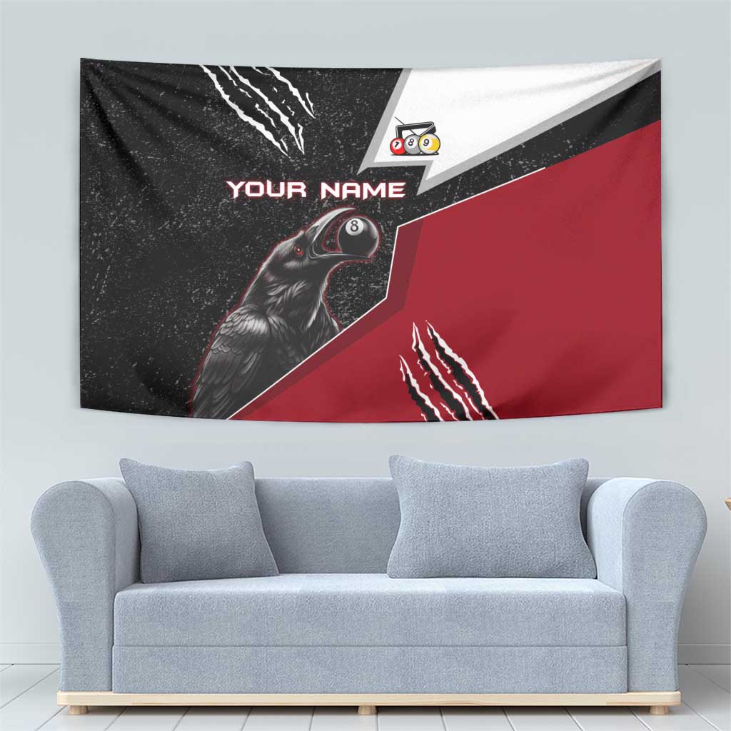 Personalized Raven Billiards Tapestry with Dark Cemetery Scene and Red Eye Crow Artwork - Wonder Print Shop