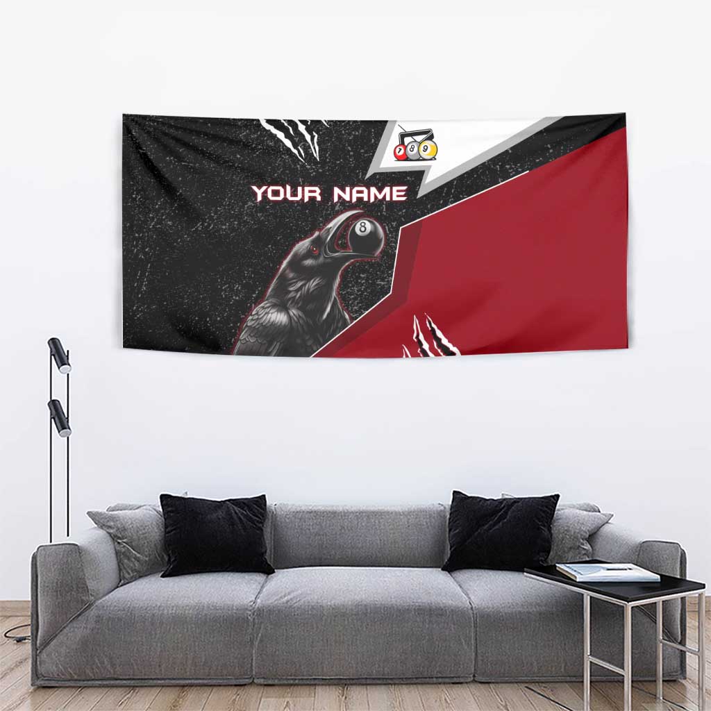 Personalized Raven Billiards Tapestry with Dark Cemetery Scene and Red Eye Crow Artwork - Wonder Print Shop
