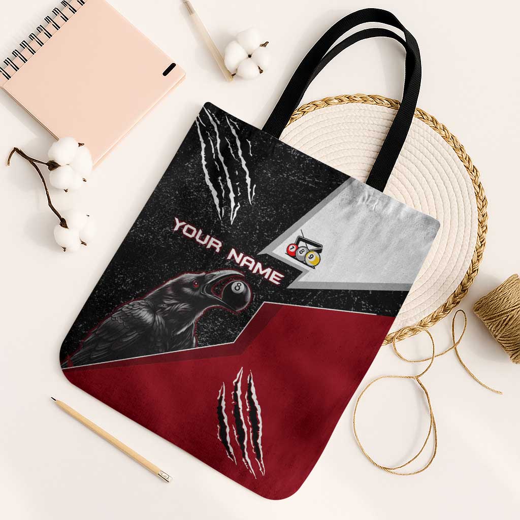 Personalized Raven Billiards Tote Bag with Dark Cemetery Scene and Red Eye Crow Artwork - Wonder Print Shop