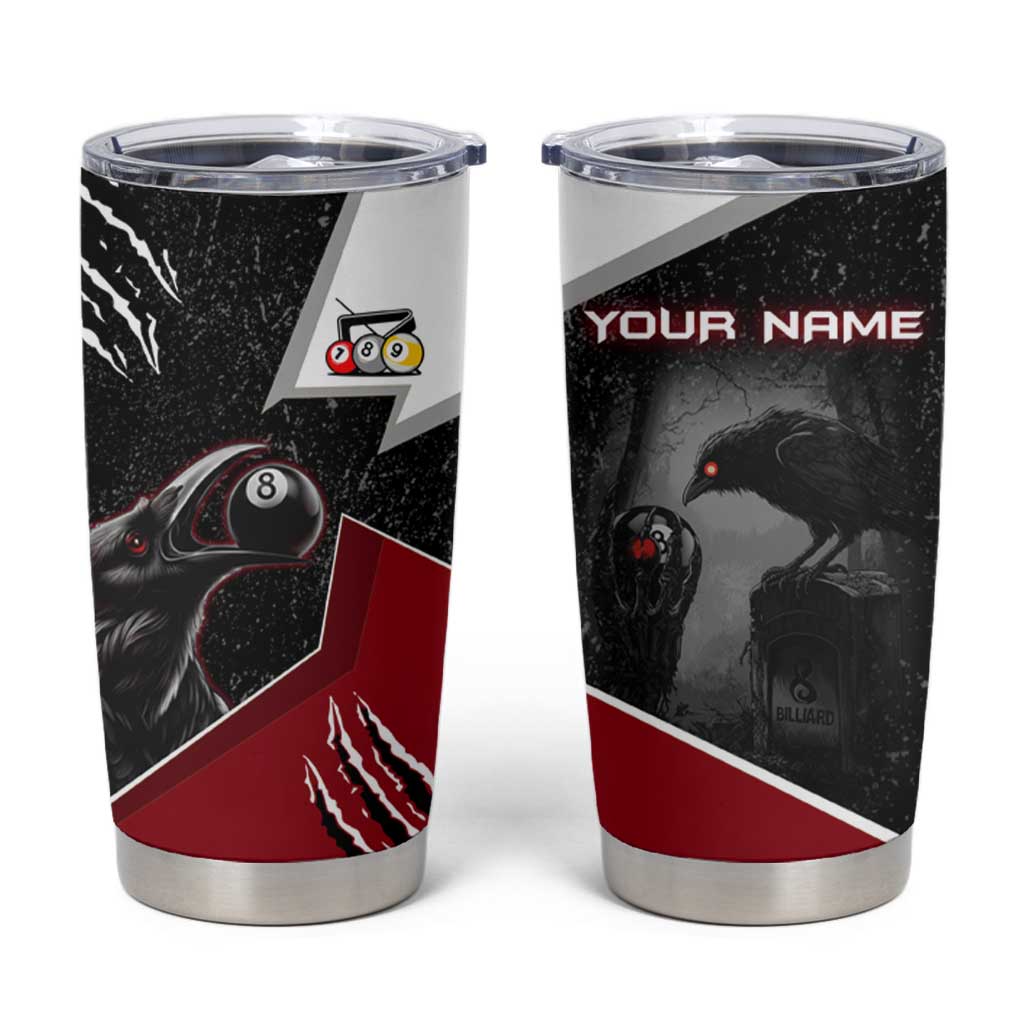 Personalized Raven Billiards Tumbler Cup with Dark Cemetery Scene and Red Eye Crow Artwork - Wonder Print Shop