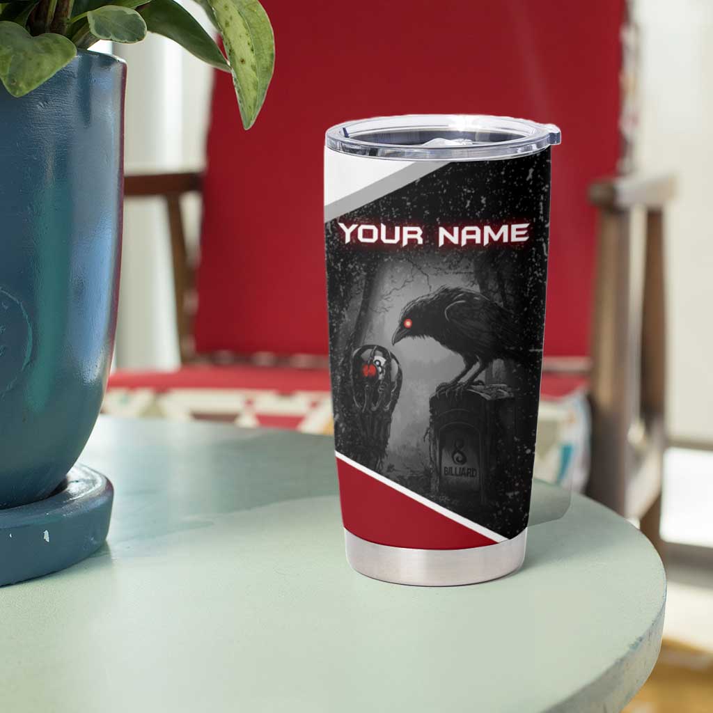 Personalized Raven Billiards Tumbler Cup with Dark Cemetery Scene and Red Eye Crow Artwork - Wonder Print Shop