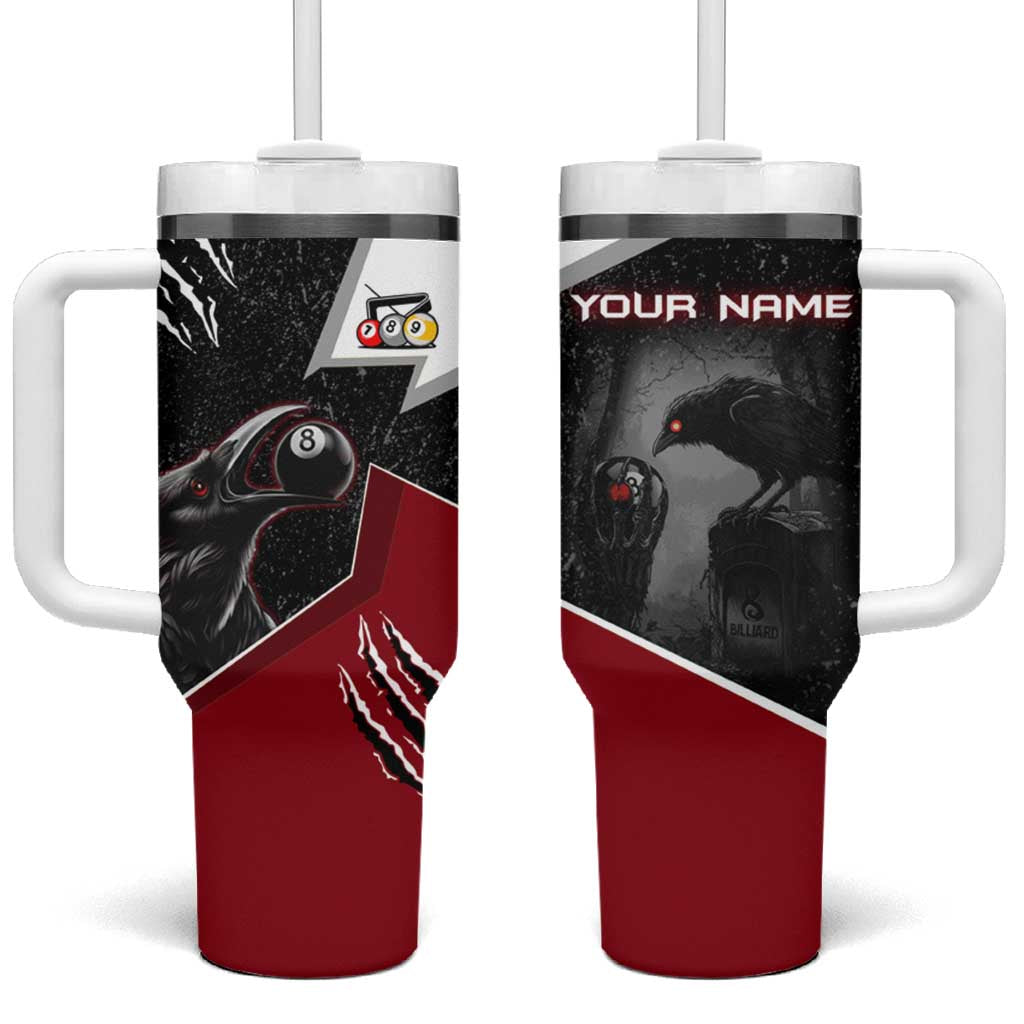 Personalized Raven Billiards Tumbler With Handle with Dark Cemetery Scene and Red Eye Crow Artwork - Wonder Print Shop