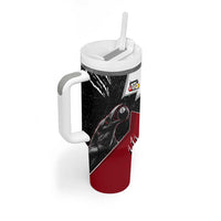 Personalized Raven Billiards Tumbler With Handle with Dark Cemetery Scene and Red Eye Crow Artwork - Wonder Print Shop