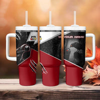 Personalized Raven Billiards Tumbler With Handle with Dark Cemetery Scene and Red Eye Crow Artwork - Wonder Print Shop