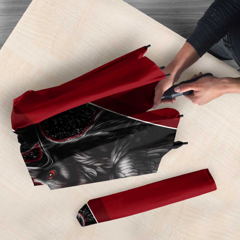 Personalized Raven Billiards Umbrella with Dark Cemetery Scene and Red Eye Crow Artwork - Wonder Print Shop