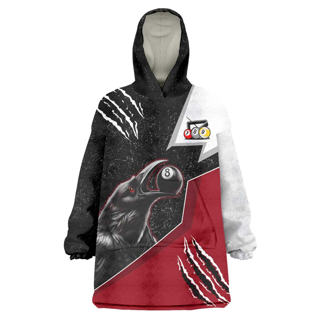 Personalized Raven Billiards Wearable Blanket Hoodie with Dark Cemetery Scene and Red Eye Crow Artwork - Wonder Print Shop