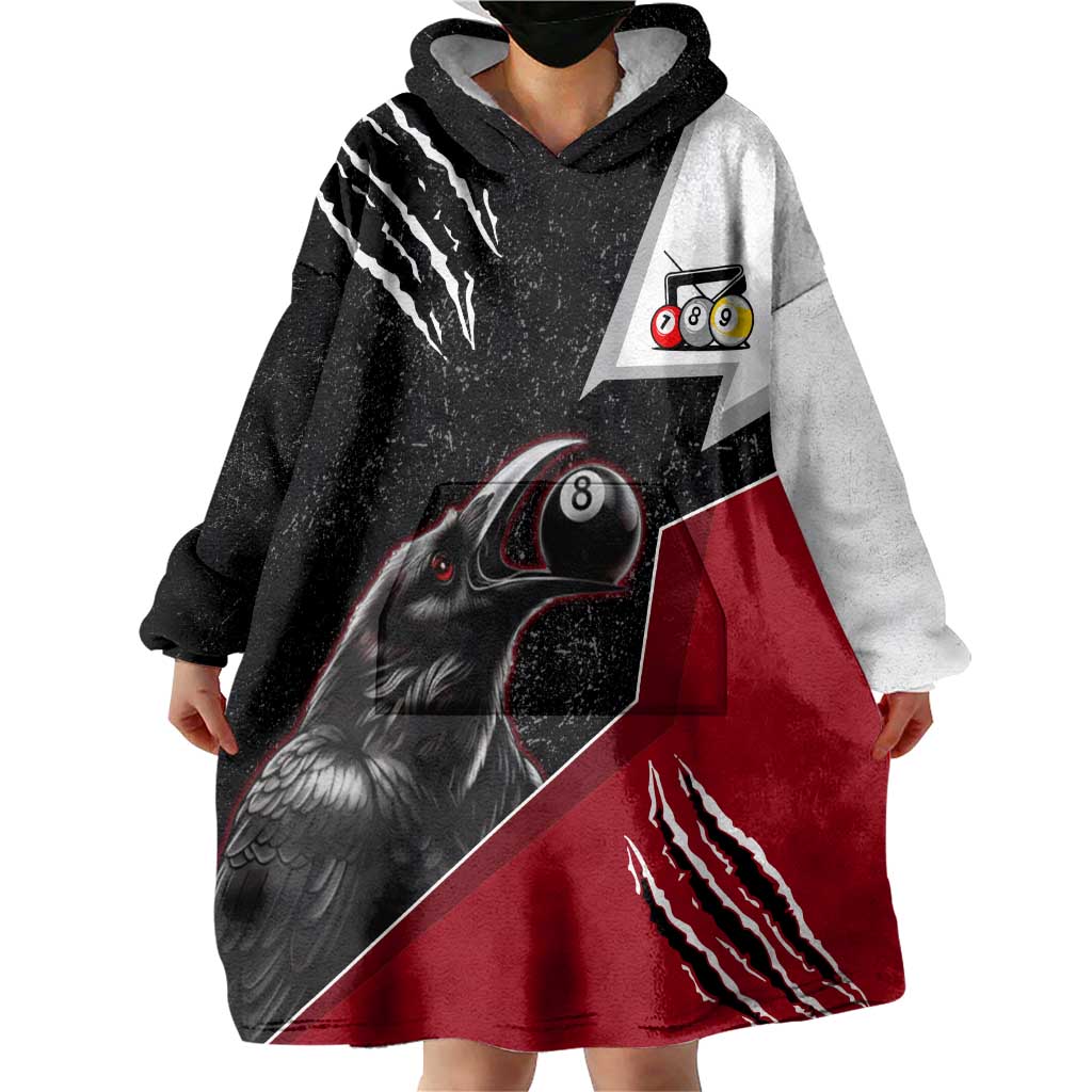 Personalized Raven Billiards Wearable Blanket Hoodie with Dark Cemetery Scene and Red Eye Crow Artwork - Wonder Print Shop