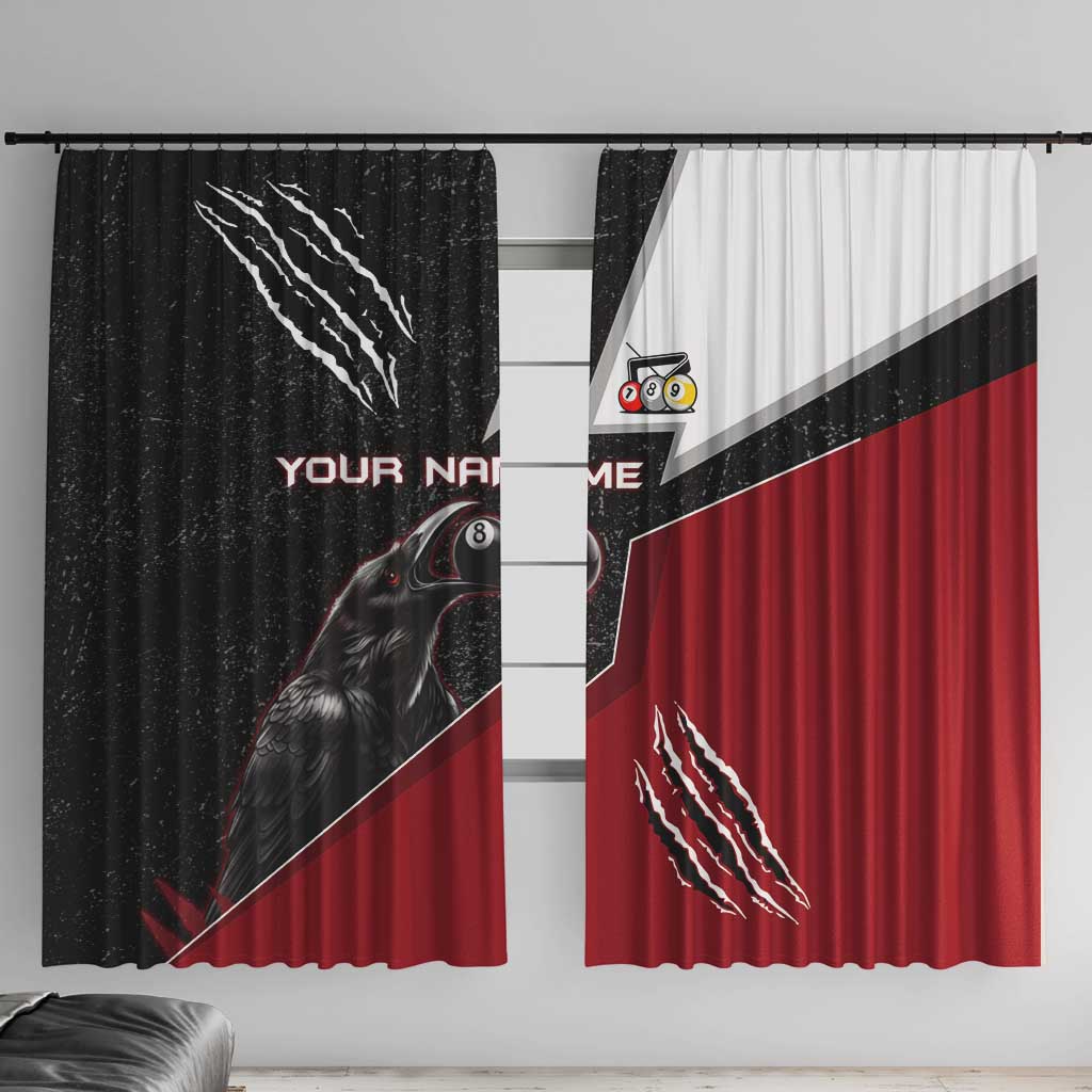 Personalized Raven Billiards Window Curtain with Dark Cemetery Scene and Red Eye Crow Artwork - Wonder Print Shop