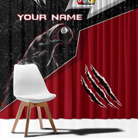 Personalized Raven Billiards Window Curtain with Dark Cemetery Scene and Red Eye Crow Artwork - Wonder Print Shop