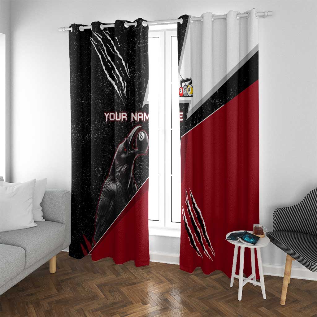 Personalized Raven Billiards Window Curtain with Dark Cemetery Scene and Red Eye Crow Artwork - Wonder Print Shop