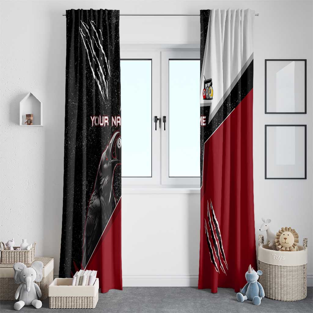 Personalized Raven Billiards Window Curtain with Dark Cemetery Scene and Red Eye Crow Artwork - Wonder Print Shop