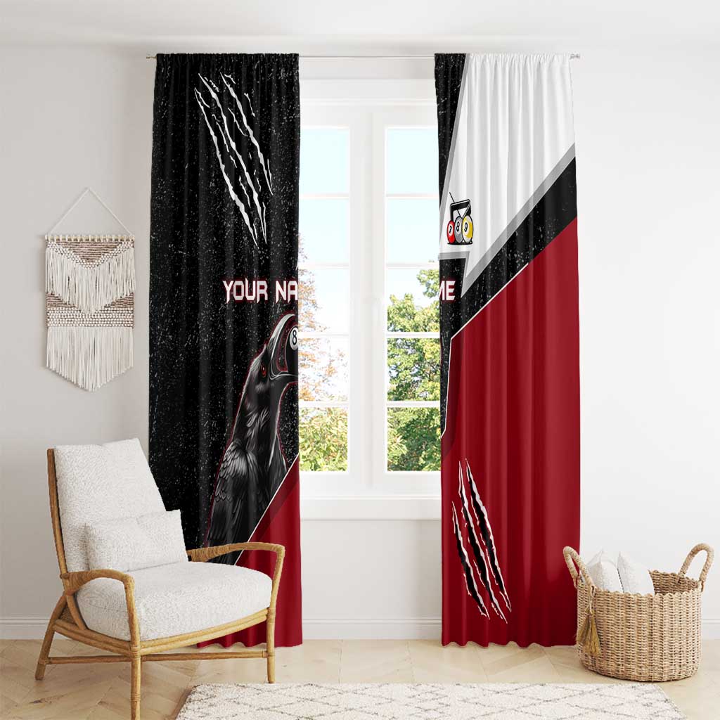 Personalized Raven Billiards Window Curtain with Dark Cemetery Scene and Red Eye Crow Artwork - Wonder Print Shop