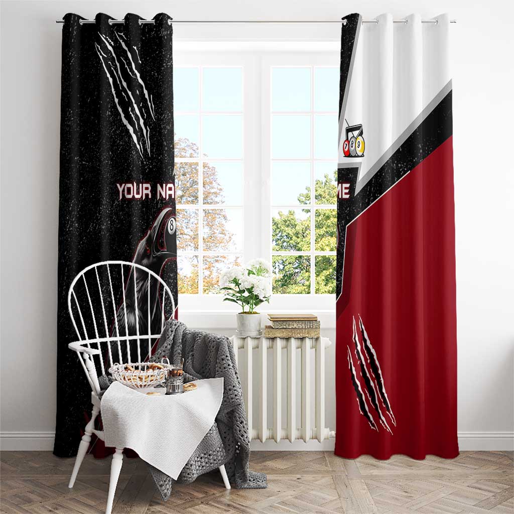 Personalized Raven Billiards Window Curtain with Dark Cemetery Scene and Red Eye Crow Artwork - Wonder Print Shop