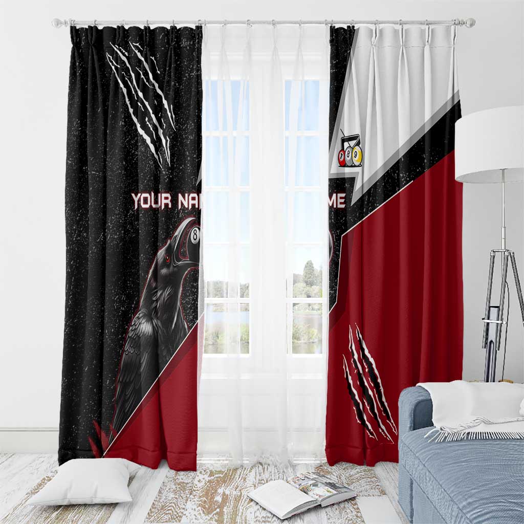 Personalized Raven Billiards Window Curtain with Dark Cemetery Scene and Red Eye Crow Artwork - Wonder Print Shop