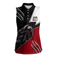 Personalized Raven Billiards Women Sleeveless Polo Shirt with Dark Cemetery Scene and Red Eye Crow Artwork - Wonder Print Shop