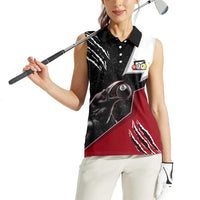 Personalized Raven Billiards Women Sleeveless Polo Shirt with Dark Cemetery Scene and Red Eye Crow Artwork - Wonder Print Shop