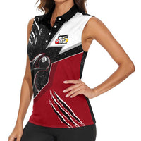 Personalized Raven Billiards Women Sleeveless Polo Shirt with Dark Cemetery Scene and Red Eye Crow Artwork - Wonder Print Shop