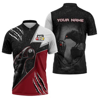 Personalized Raven Billiards Zipper Polo Shirt with Dark Cemetery Scene and Red Eye Crow Artwork - Wonder Print Shop
