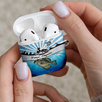 Personalized Crappie Fishing AirPods Case with Lake Water Splash Scene and Sunrise Silhouette Angler Design - Wonder Print Shop