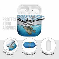 Personalized Crappie Fishing AirPods Case with Lake Water Splash Scene and Sunrise Silhouette Angler Design - Wonder Print Shop
