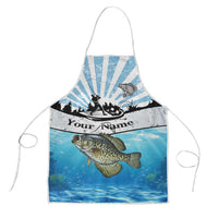 Personalized Crappie Fishing Apron with Lake Water Splash Scene and Sunrise Silhouette Angler Design - Wonder Print Shop